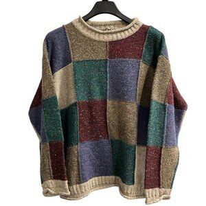 Vintage BKLE Sweater Womens M Wool Blend Textured High Neck 90s Academia Preppy